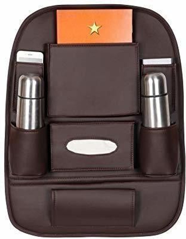 Mayjai PU Leather Multi Pocket Car Hanging Organizer for Backseat (Pack of 1) Car Multi Pocket(4 L)