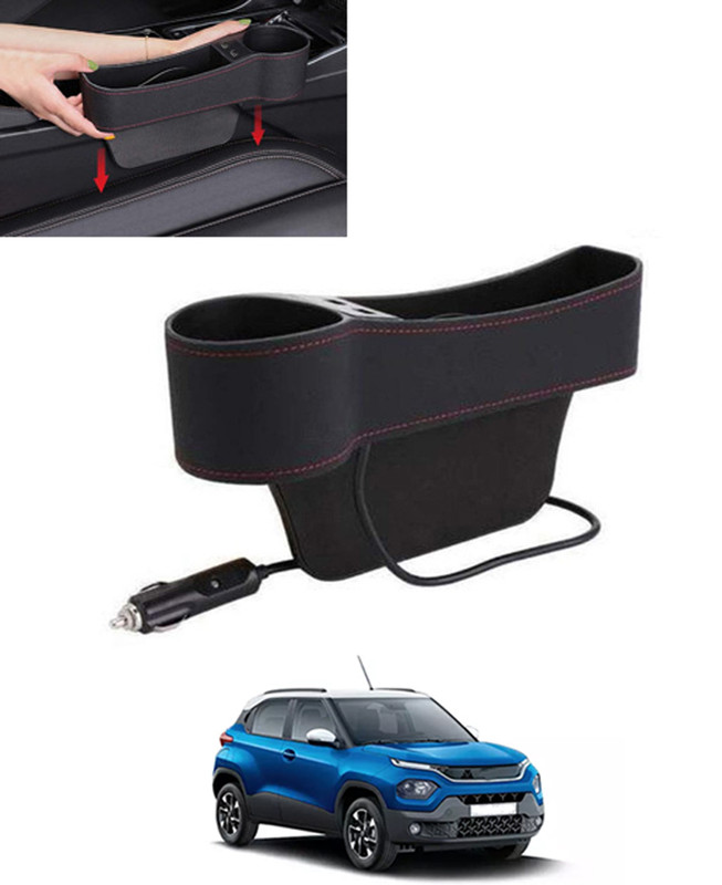 MSNP Universal fit Black Seat Side Oragnizer With USB/High Storage For Car-210 Car Side Seat Catcher(0 L)