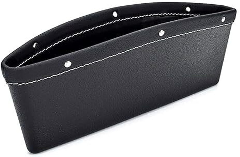 DHAVJ PU Leather Front Seat Console Gap Pocket Catch Caddy Car Side Seat Catcher(0.5 L)