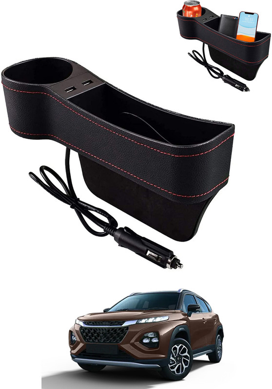 CCMM Black Side Seat Organizer With USB For Coins/Key/Wallet/Sunglasses Etc-113 Car Side Seat Catcher(0 L)