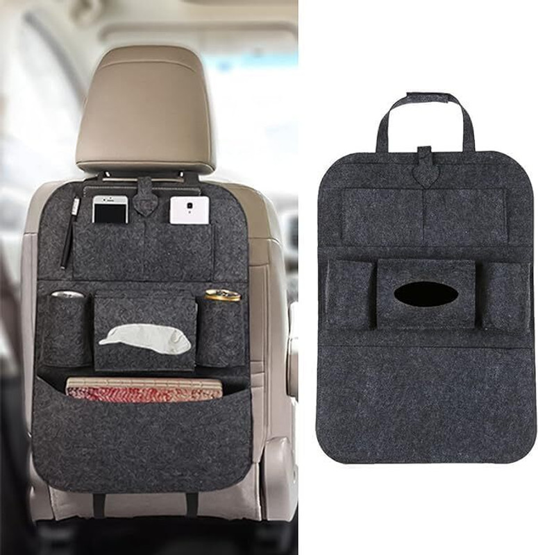 WAKTORO Car Back Seat Storage Bag, Back Storage Rack Car Multi Pocket(0.9 L)