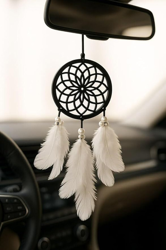 KZEEL Stylish Handmade Dream Catcher Car Hanging – Elegant Rear View Mirror Charm Car Hanging Ornament(Pack of 1)