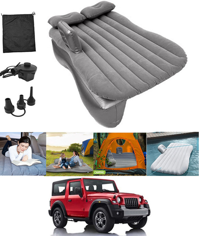 MATIES Inflatable Car Silver Bed Mattress Multi-Functional With Air Pump 266 Pillow Comfortable Travel,Sleeping,Outdoor Camping,Seating Relaxing 266 Car Inflatable Bed(Thar)