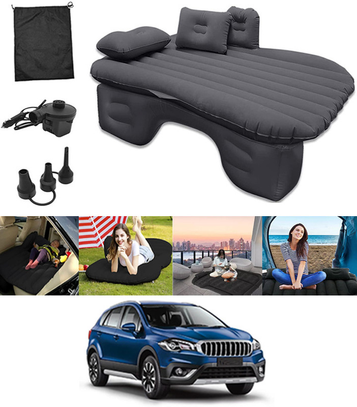 ABJD Black Inflatable Car Bed Travel/Two Pillows/Pump For S Cross Suzuki 2015 Premium Finish & Waterproof Car Inflatable Bed(Universal)