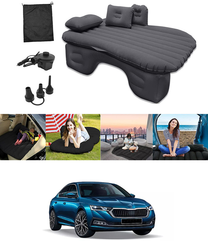 MATIES Black Inflatable Car Bed Travel/Two Pillows/Pump For Car,Camping,Swimming-198 Inflatable Car Black Bed Mattress Multi-Functional With Air Pump-198 Car Inflatable Bed(Octavia)