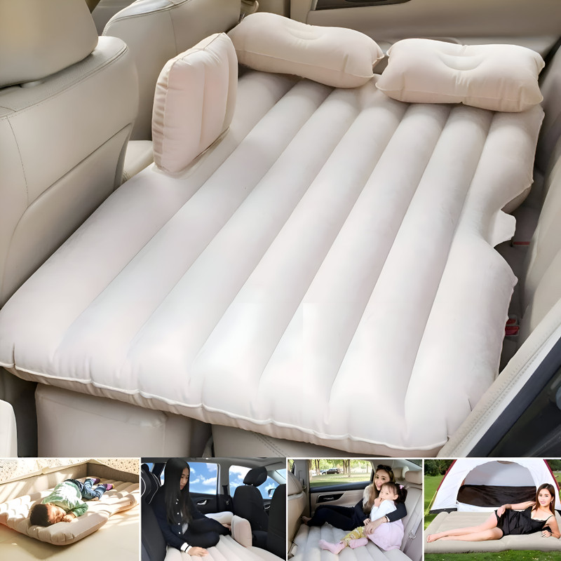 rich mart Premium Car Inflatable Bed Mattress With Pump & 2 Air Pillow Set Multifunctional Universal Fit Car Back Seat Accessories for Baby Travel Camping Car Inflatable Bed