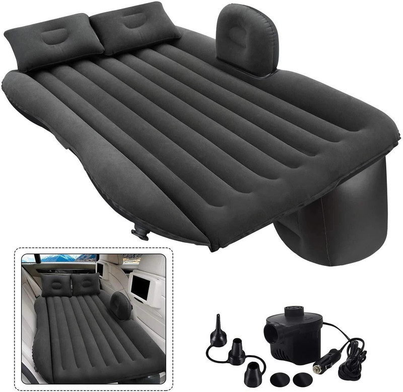Reyansh Enterprise c002 Inflatable Car Bed Mattress with Two Air Pillows, Car Air Pump and Repair Kit Car Inflatable Bed Two Pillows Travel Blue Comfortable 5 In 1 Air Sofa Multipurpose Matress Airbed Overnighter With Pump For Tourism Outdoor Camping Swimming Pool Car Inflatable Bed Car Inflatable B