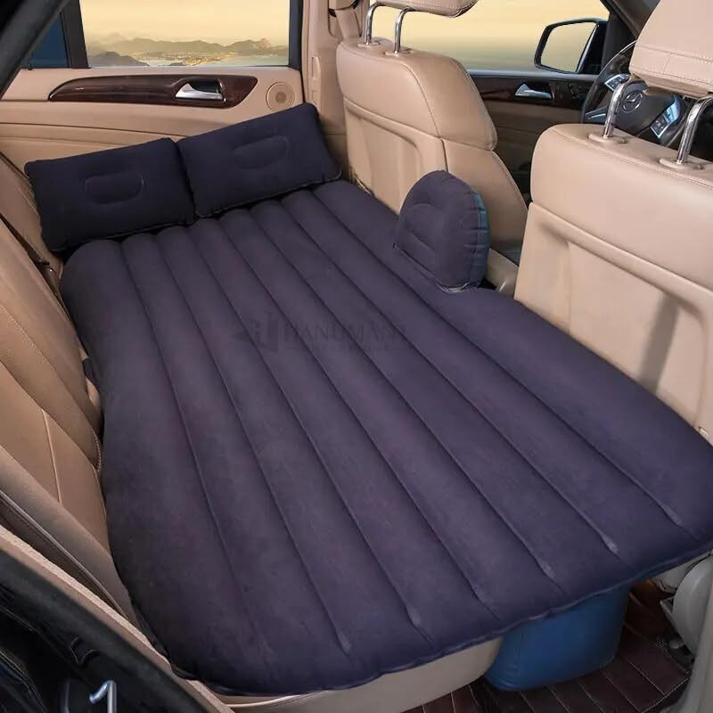 H HANUMANT ENTERPRISE Heavy material Car Air Mattress With Pump & 2 Pillow|Travel,Picnic,Pool,Beach Universal Fit Car Inflatable Bed Car Inflatable Bed