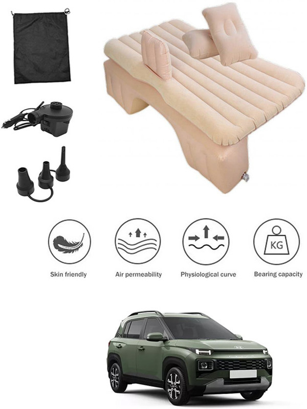 MSNP Car Inflatable Beige Bed Mattress With Pump For ExterHyundai2024 Car Travel Sleeping Back Seat Comfortable Multipurpose Outdoor Camping 102 Car Inflatable Bed(Universal For Car)