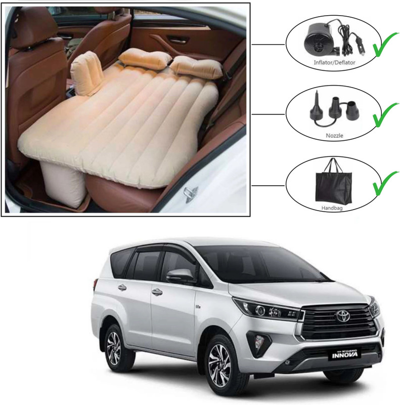 Gadiparts ™ Car Inflatable Bed Beige with Two Air Pillows with Pump Kit for Innova crysta Car Bed Car Inflatable Bed(Universal For Car)
