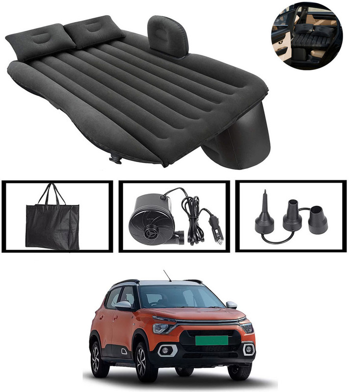 RRSS Black Car Bed Mattress for Rest,Travel, Car Back Seat Air Inflation Bed 64 Universal Air Couch with Two Air Pillows, Car Air Pump 64 Car Inflatable Bed(Universal For Car)