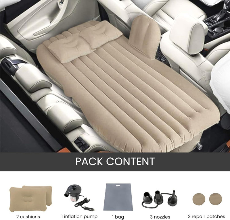 DHARU Premium Car Air Mattress With Air Pump & 2 Pillow|Travel,Picnic,Pool,Black| Car Inflatable Bed