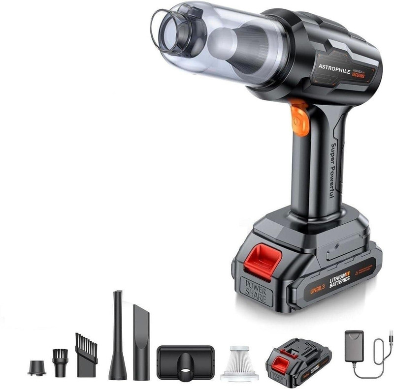 DHYEY ENTERPRISE 4 in 1 Car Vacuum Car Vacuum Cleaner with 2 in 1 Mopping and Vacuum, Swappable Battery(Black)