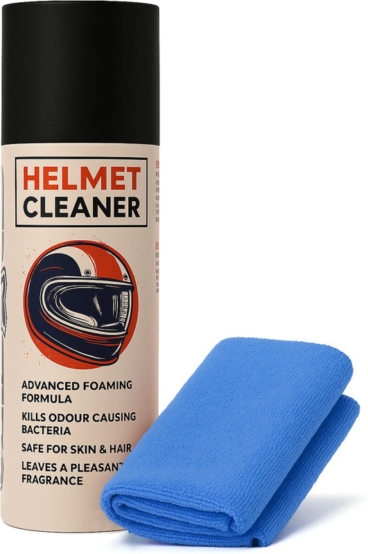 ShineXPro Anti-Bacterial Foaming Helmet Cleaning Spray - Helmet Cleaner & Microfiber Cloth - Deep Clean, Safe for Hair & Skin, Freshens Vehicle Interior Cleaner(125 ml)