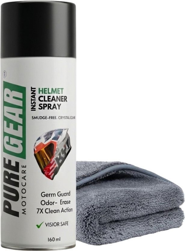 Puregear Helmet Care Kit (160ml) with Premium Microfiber Cloth – All Helmets & Visors Combo