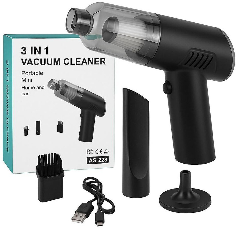 Viraan 3 in 1 Compact Vacuum Cleaner | Lightweight Home & Car Cleaner Car Vacuum Cleaner(Black)