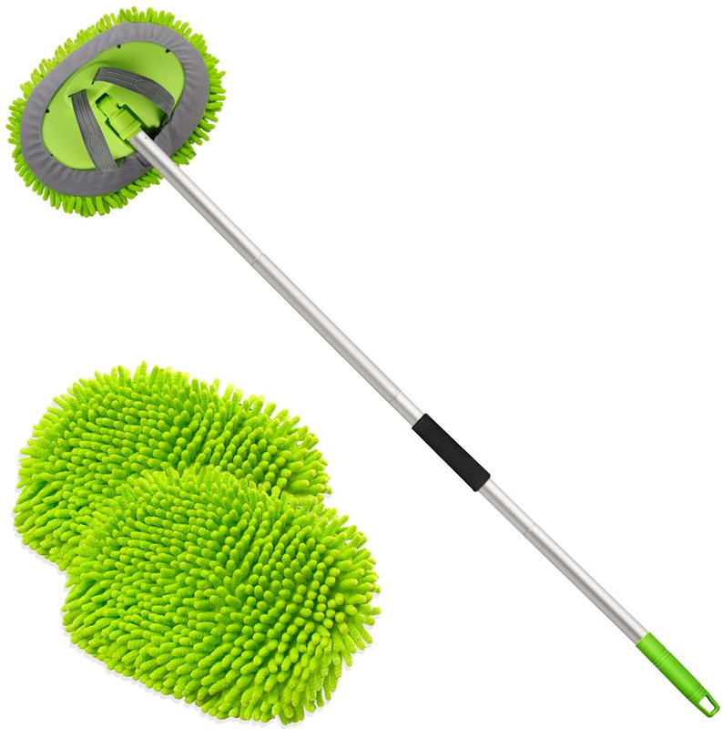 sunrta Car Wash Brush with Long Handle Chenille Microfiber Car Wash Mop Kit Car Washing Mop Brush Multifunctional Dust Removal Cleaning Rag Tool Vehicle Interior Cleaner(250 g)