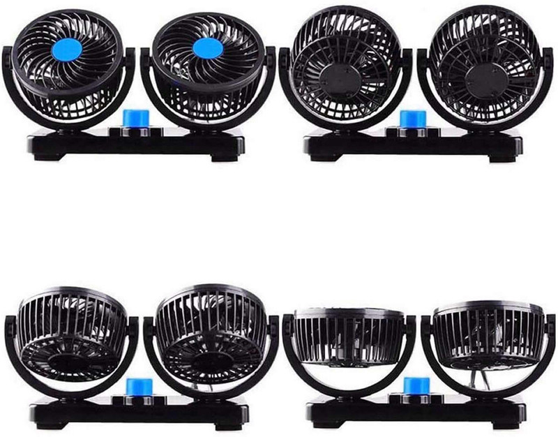 Ajeetech Powerful Quiet 2 Speed Rotatable Dual Head Car Dashboard Auto Cooling Air Fan Car Interior Fan(12 V)