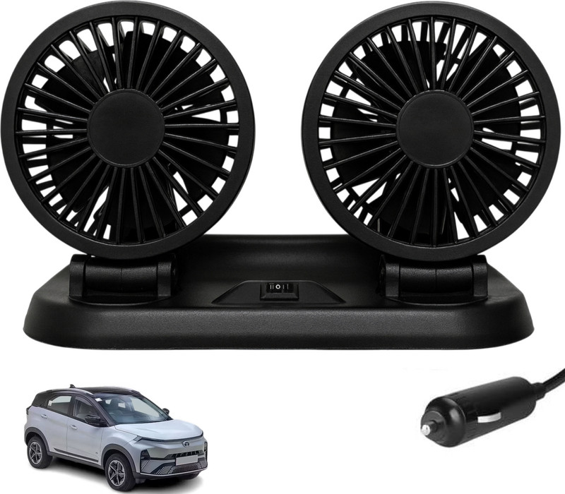 Sumoy Powerful Turbo 12V Car Fan with Dual Head Design for Tata Nexon EV Car Interior Fan(12 V)