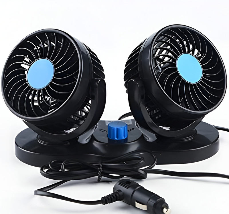 EliteAuto Car Fan 12V 360 Degree Rotatable Dual Head 2 Speed Quiet Strong Dashboard Auto Cooling Air Fan (Universal Fit For All Cars) Car Interior Fan(12 V)