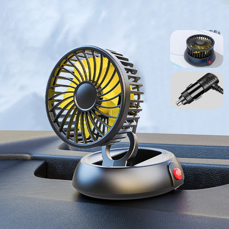 Zorbes Foldable Car Fan for 12V 24V Cigarette Lighter Plug 3 Speed Car Interior Fan(1 V)