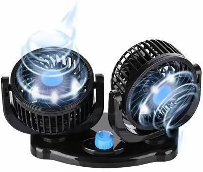 Ajeetech Mitchell 12V DC Electric CarFan for Dashboard, Double Head Cooling Electric 360D Car Interior Fan(12 V)