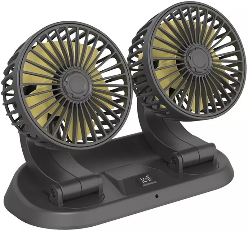 Store2508 Car Cooling Fan 12v with 360 Degree Rotation, Dual Head and 2 Fan Speed Car Interior Fan(12 V)