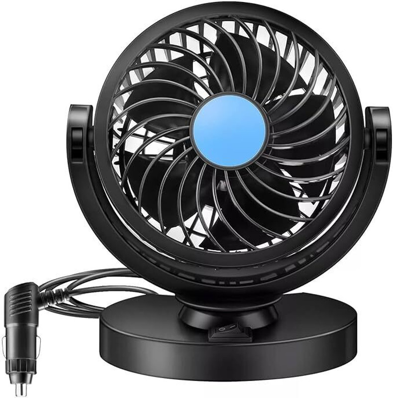 ASRYD Single Car Fan 12V 360 Head 2 Speed Quiet Strong for All Universal Cars-ASDX2 Car Interior Fan(12 V)