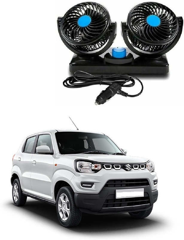 AutooNation Car Manual Electric Fan360°Rotatble Dual Air Fan Black Color For S-Presso Car Interior Fan(12 V)