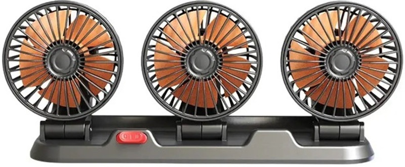 AutoBizarre Electric Car Cooling Fan 360° Rotatable Triple Heads Manual Rotation 2 Speed Car Interior Fan(12 V)