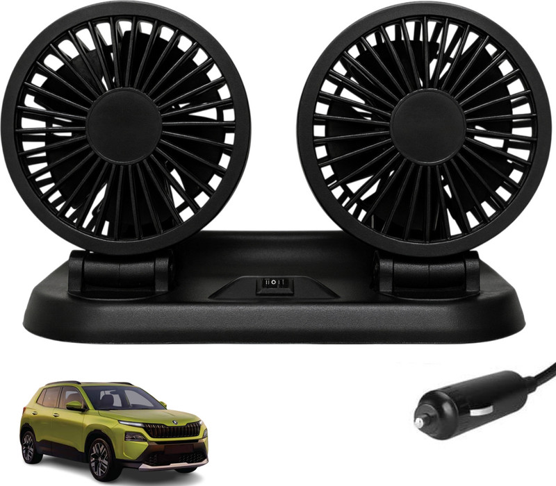 Sumoy Car Fan Dual Head 12V with Adjustable Air Rotation for Skoda Kylaq Car Interior Fan(12 V)