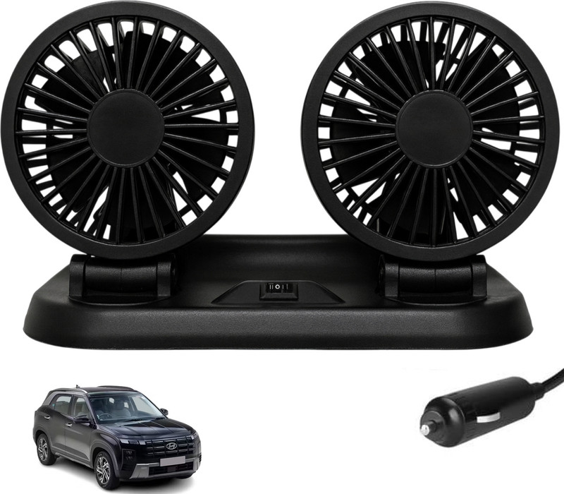 Sumoy 12V Compact Dual Head Fan for Car Interior Cooling for Hyundai Creta Car Interior Fan(12 V)