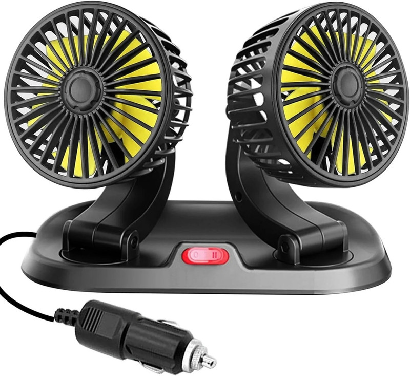 Zinzo Double Head 12V 360 Degree Adjustable 2 Speed Cooling all Vehicle Car Interior Fan(12 V)