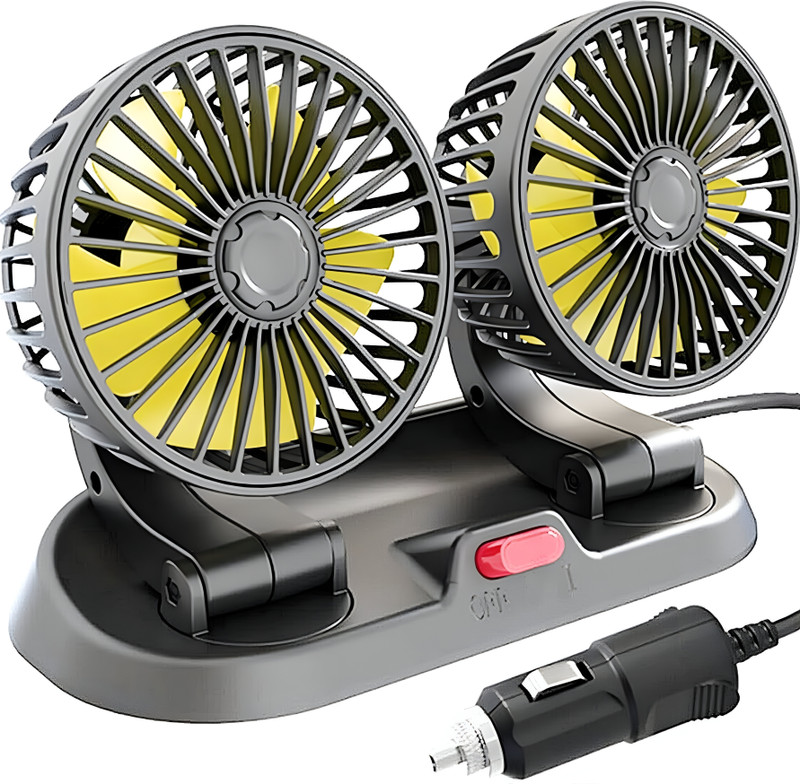 EliteAuto high speed moveable head Car Cooling Fan 12V With 360 Degree 2 Speed, Car Interior Fan(12 V)
