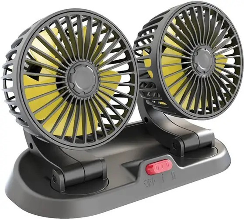 Zinzo Imported High Speed 360D Moveable Dual head Car Cooling Car Interior Fan(12 V)