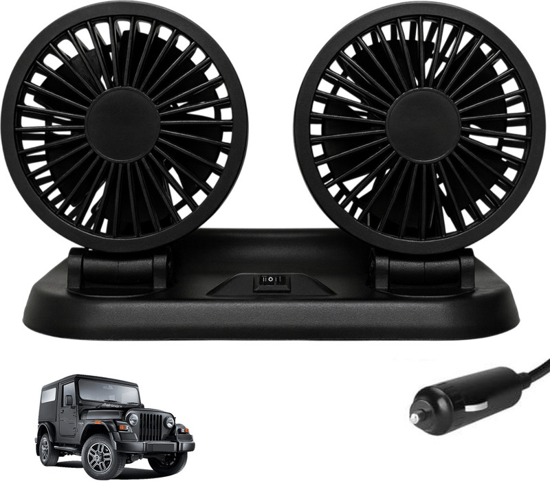 Sumoy 12V Dual Turbo Car Fan with Rotating Airflow for Mahindra Thar Car Interior Fan(12 V)