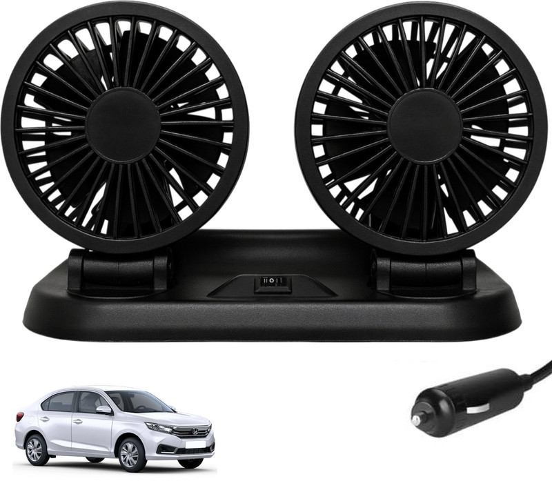 Sumoy 12V Auto Fan with Dual Rotating Heads for Cooling for Honda Amaze 2nd Gen Car Interior Fan(12 V)