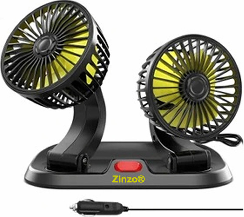 Zinzo Imported 100% Copper Motor 12V DC High Cooling Fan 360D Rotational Car Interior Fan(12 V)