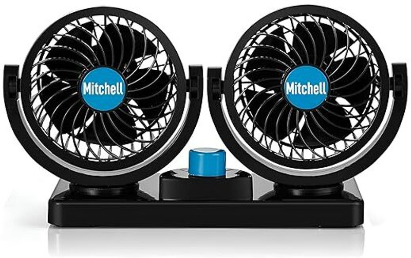 Mitchell Twin Cool Dual Head Portable Fan Suitable For Car, Truck, Van Car Interior Fan(12 V)