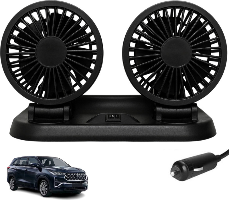 Sumoy Auto Dual Head Fan 12V for Fast Interior Cooling for Toyota Innova Hycross Car Interior Fan(12 V)