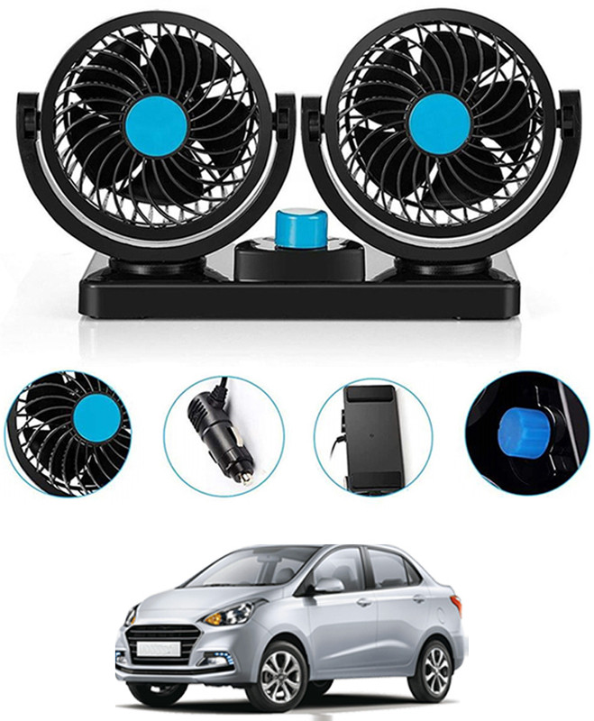 monolive 12V Dual Fan With 2 Speed & 360 Degree Rotatable Universal For Car-315 Car Interior Fan(12 V)