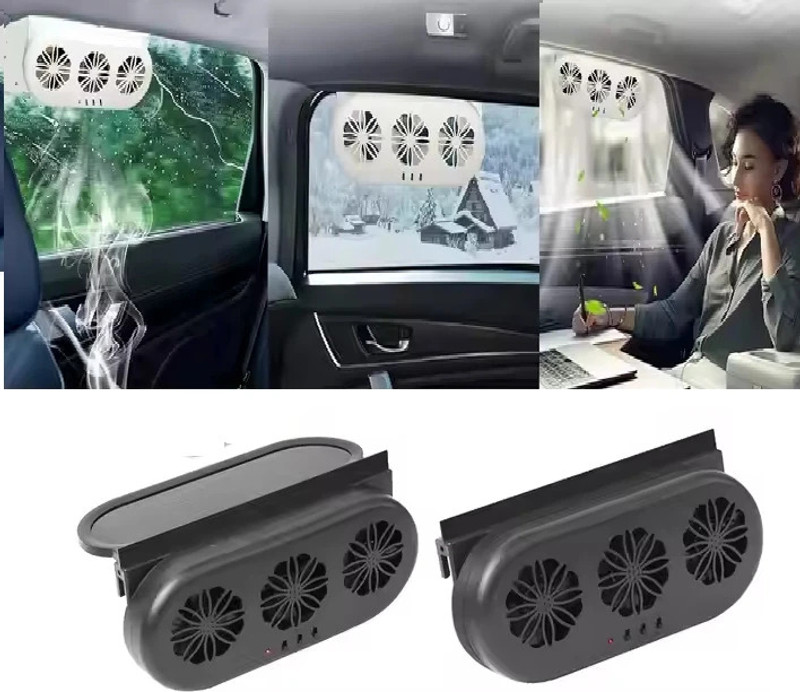 QAWACHH Summer USB Auto Solar Power Ventilating Fan For Car With Ventilation (Black) Car Interior Fan(12 V)