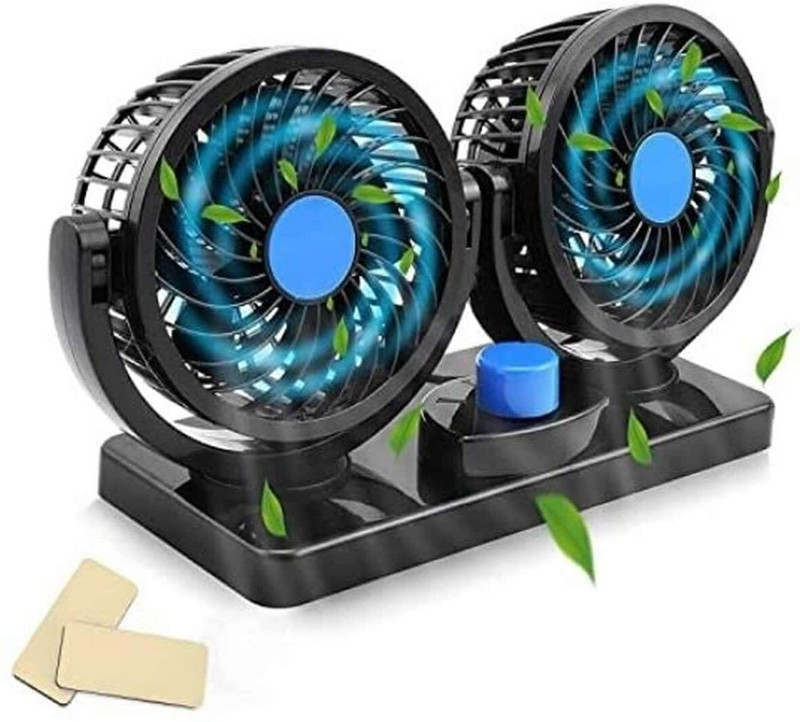 Ajeetech Universal Double Headed Vehicle Fan 360 Degree Rotating for All Vehicles Car Interior Fan(12 V)