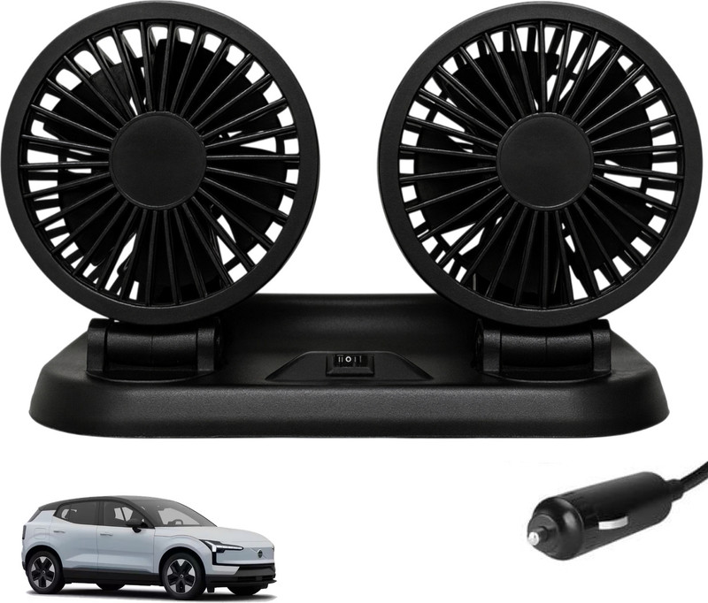 Sumoy Cooling Fan 12V Dual Head for Car Dashboard Air for Volvo EX30 Car Interior Fan(12 V)