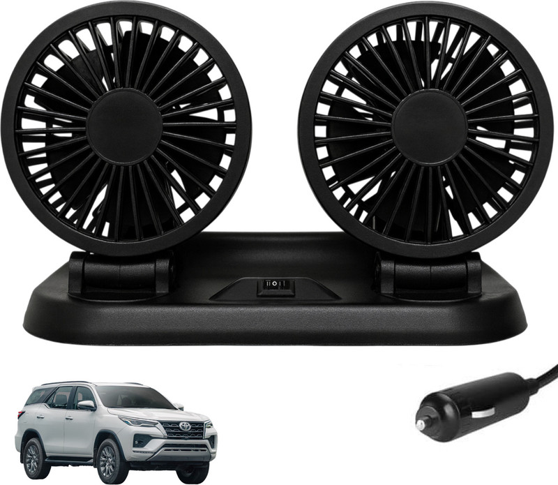Sumoy Dual Head 12V Car Fan with Rotating Airflow System for Toyota Fortuner Car Interior Fan(12 V)
