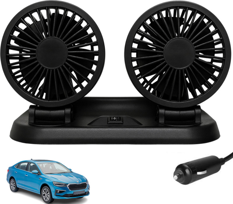 Sumoy 12V Car Dual Fan with Turbo Cooling Air Circulation for Skoda Slavia Car Interior Fan(12 V)