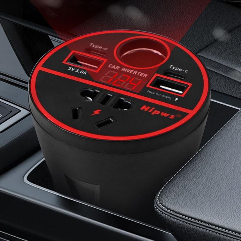 varnirajimportexport Car Inverters Cigarette Lighter Socket Cup Type Power Inverter Conversion Car Inverter