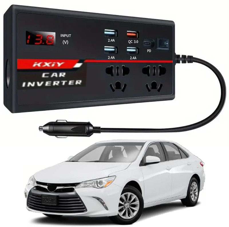 SELLERFLOR 200W Car Power Inverter 12V DC to 110V AC Converter Vehicle Adapter Plug(BLACK) Car Inverter