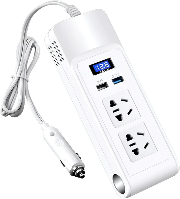 ALLEXTREME Car Power Inverter 200W DC 12V Laptop Charger 2 Universal Sockets for Bike Car Inverter