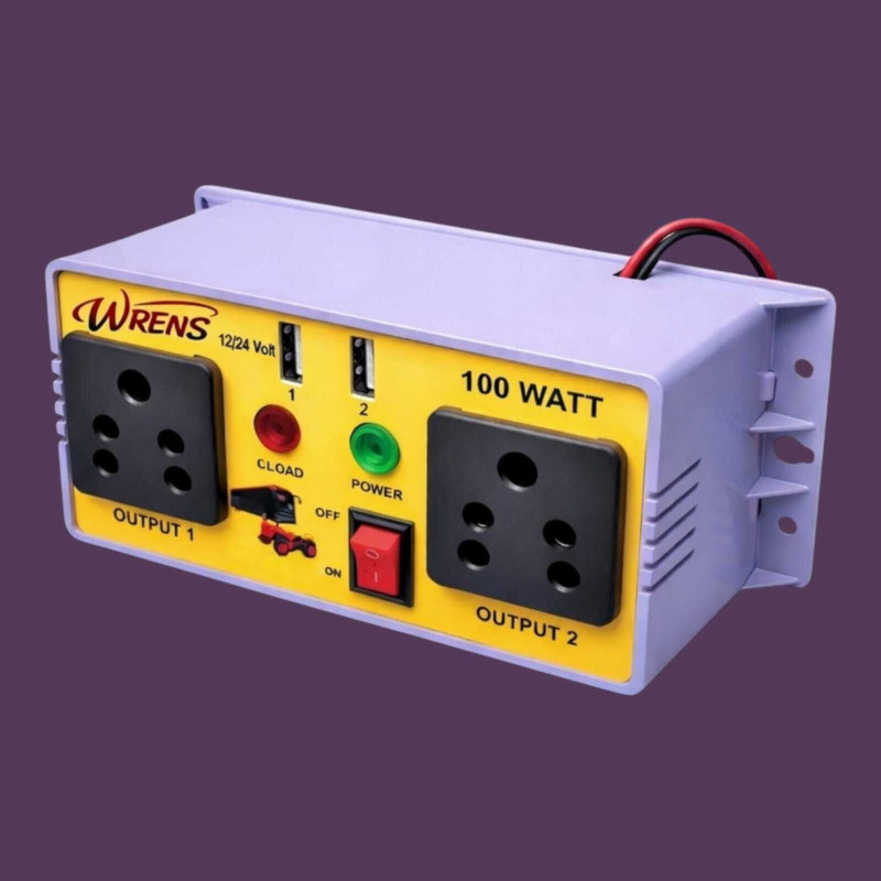 WRENS DC 12V 24V Gang Box 100W with Dual USB Port Car Inverter